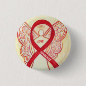 Love Angel Awareness Ribbon Pins Ronde Button 3,2 Cm (Voorkant)