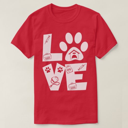 Love Animals Vet Tech Veterinarian T-shirt (Design voorkant)