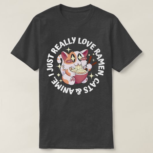 Love Anime, Cats & Ramen Japanese Girl Moe Otaku T-shirt (Design voorkant)