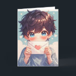 Love Anime Schattige Boy Feestdagen Kaart<br><div class="desc">Als je van mooie design houdt,  dan is deze perfect voor jou. Het show van een jongetje. Dit ontwerp kan gemakkelijk worden aangepast.</div>