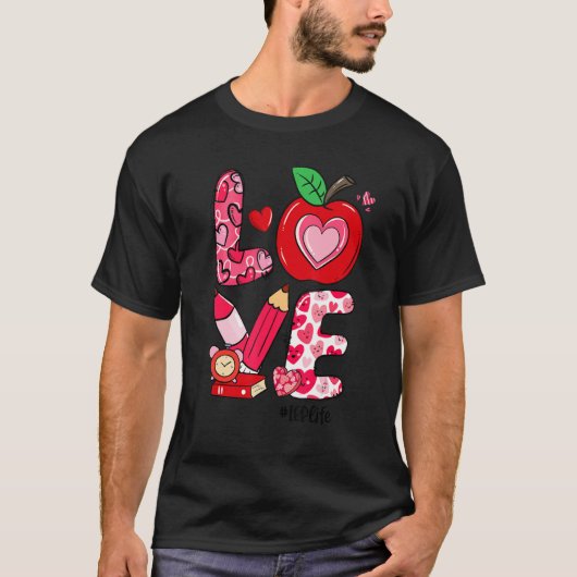 LOVE Apple Heart IEP Life Teacher Valentijnsdag T-shirt (Voorkant)