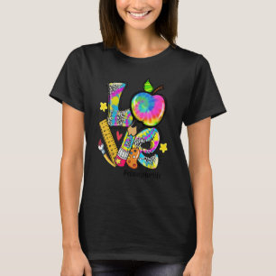 Love Apple Tie Dye Leopard Counselor Life Terug na T-shirt
