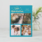 Love Appreciation Wedding Multi Photo Aqua Blue Bedankkaart (Staand voorkant)