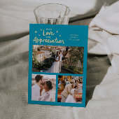 Love Appreciation Wedding Multi Photo Aqua Blue Bedankkaart