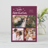 Love Appreciation Wedding Multi Photo Cranberry Bedankkaart (Staand voorkant)