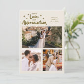 Love Appreciation Wedding Multi Photo Cream Bedankkaart (Staand voorkant)