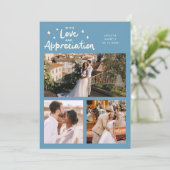 Love Appreciation Wedding Multi Photo Denim Blue Bedankkaart (Staand voorkant)