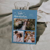 Love Appreciation Wedding Multi Photo Denim Blue Bedankkaart