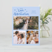 Love Appreciation Wedding Multi Photo Icy Blue Bedankkaart (Staand voorkant)