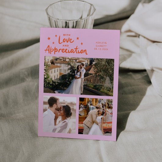 Love Appreciation Wedding Multi Photo Orange Pink Bedankkaart