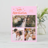 Love Appreciation Wedding Multi Photo Orange Pink Bedankkaart (Staand voorkant)