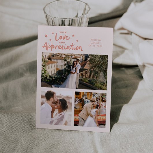 Love Appreciation Wedding Multi Photo Peach Bedankkaart