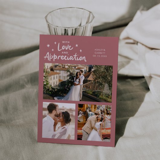 Love Appreciation Wedding Multi Photo Pink Bedankkaart
