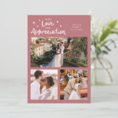 Love Appreciation Wedding Multi Photo Pink Bedankkaart (Staand voorkant)