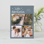 Love Appreciation Wedding Multi Photo Slate Blue Bedankkaart (Staand voorkant)