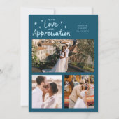 Love Appreciation Wedding Multi Photo Teal Bedankkaart (Voorkant)