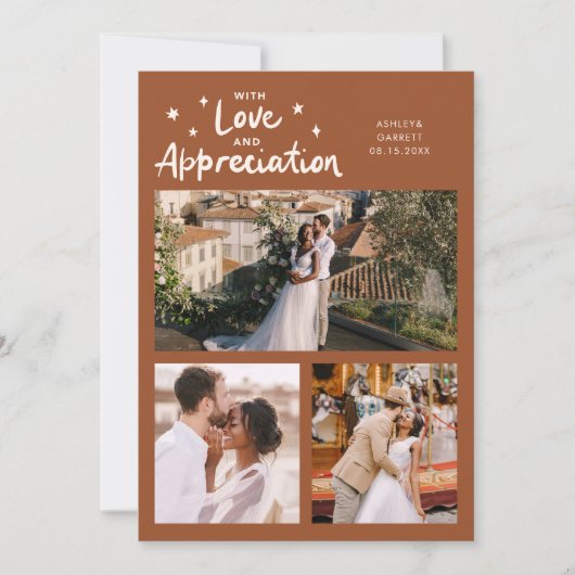 Love Appreciation Wedding Multi Photo Terracotta Bedankkaart (Voorkant)