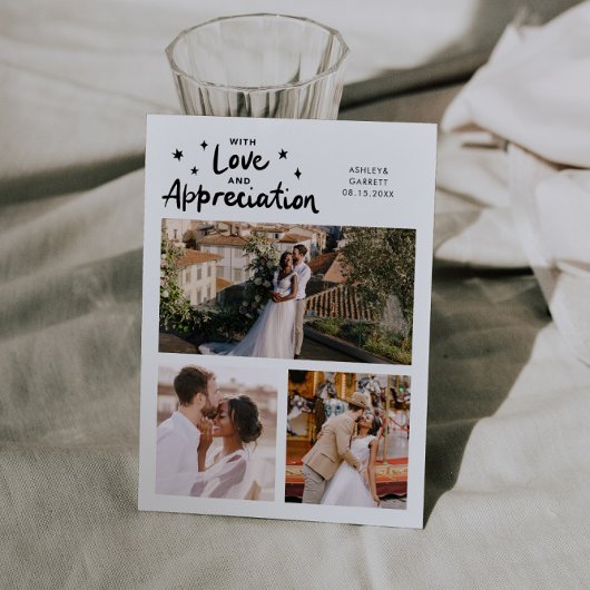 Love Appreciation Wedding Multi Photo White Bedankkaart