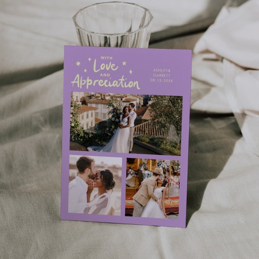 Love Appreciation Wedding Multi Photo Wisteria Bedankkaart
