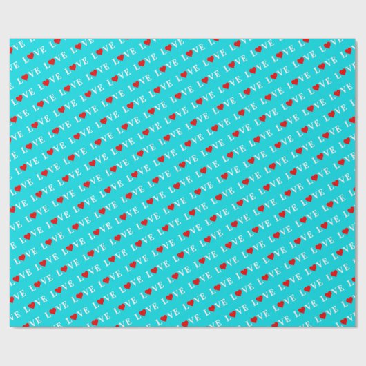 LOVE Aqua Blue Cadeaupapier (Vlak)