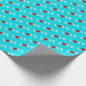 LOVE Aqua Blue Cadeaupapier (Hoek)