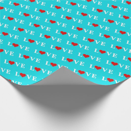 LOVE Aqua Blue Cadeaupapier (Hoek)