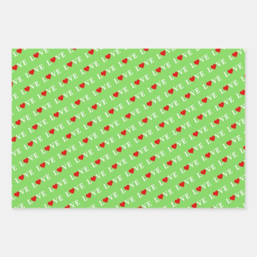 LOVE Aqua Blue Lime Green Roze Inpakpapier Vel (Voorkant 2)