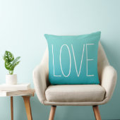 Love Aqua Blue Modern Simple Typography Kussen (Stoel)