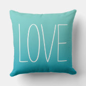 Love Aqua Blue Modern Simple Typography Kussen (Achterkant)
