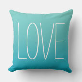 Love Aqua Blue Modern Simple Typography Kussen (Voorkant)