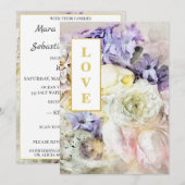 *~* LOVE AR26 Flowers Bouquet QR RSVP Wedding Kaart (Voorkant / Achterkant)