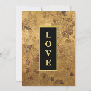 *~ LOVE AR66 RSVP QR Elegant Gold Wedding Kaart