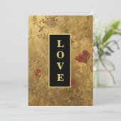 *~ LOVE AR66 RSVP QR  Gold Wedding Kaart (Staand voorkant)