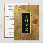 *~ LOVE AR66 RSVP QR  Gold Wedding Kaart (Voorkant / Achterkant)