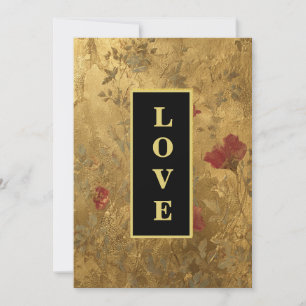 *~ LOVE AR66 RSVP QR  Gold Wedding Kaart