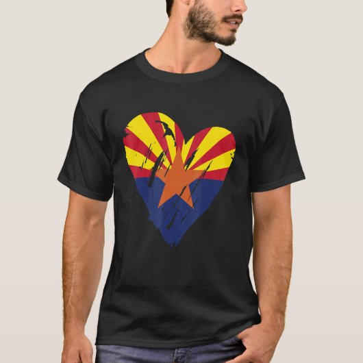 Love Arizona State Retro Heart Flag T-shirt (Voorkant)