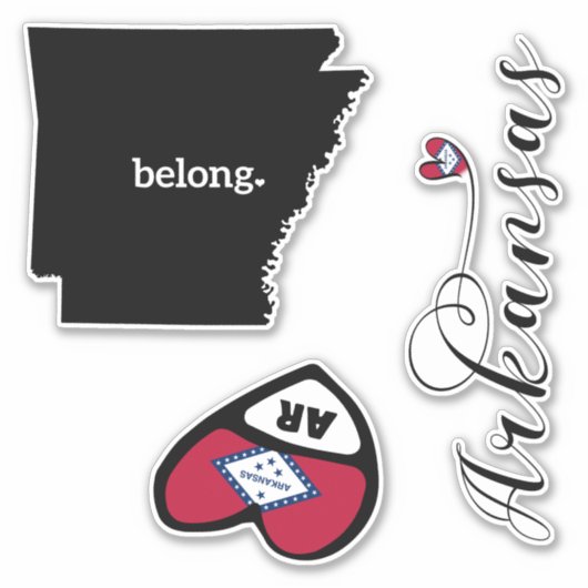 Love Arkansas, 3 verschillende Design, die cut Sticker (Voorkant)