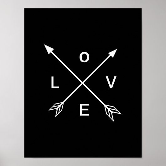 Love Arrow Black en White Poster Wall Art (Voorkant)