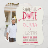 Love Arrow & Hearts Whimsical Photo Save the Date (Voorkant / Achterkant)