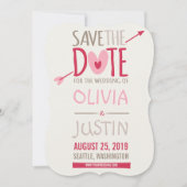 Love Arrow & Hearts Whimsical Photo Save the Date (Voorkant)