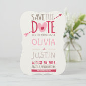 Love Arrow & Hearts Whimsical Photo Save the Date (Staand voorkant)