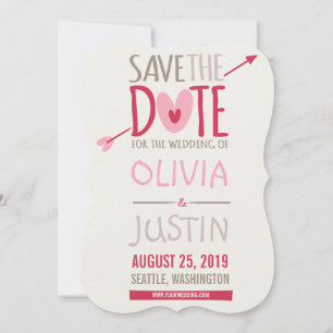 Love Arrow & Hearts Whimsical Photo Save the Date