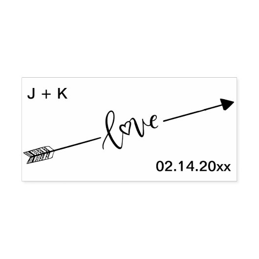 Love Arrow Initialen en datum Rubberstempel (Afrduk)