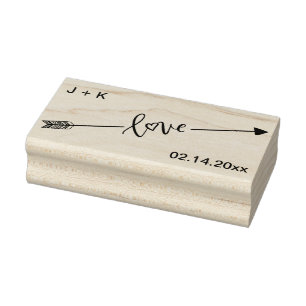 Love Arrow-Initialen en datum Rubberstempel