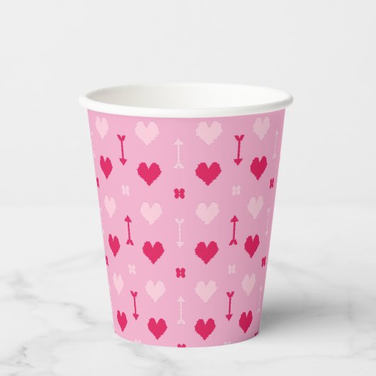 Love Arrows & Blossoms Paper Cup Papieren Bekers (Voorkant)