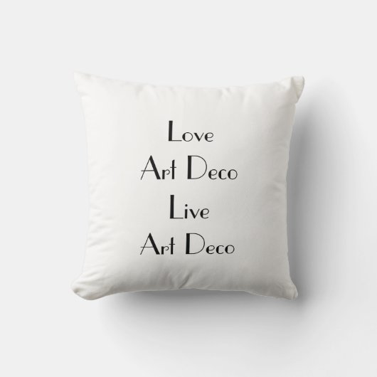 Love Art Deco Black en White Kussen (Voorkant)