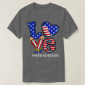 Love Art Teacher Life American Flag 4 juli Pa T-shirt (Design voorkant)