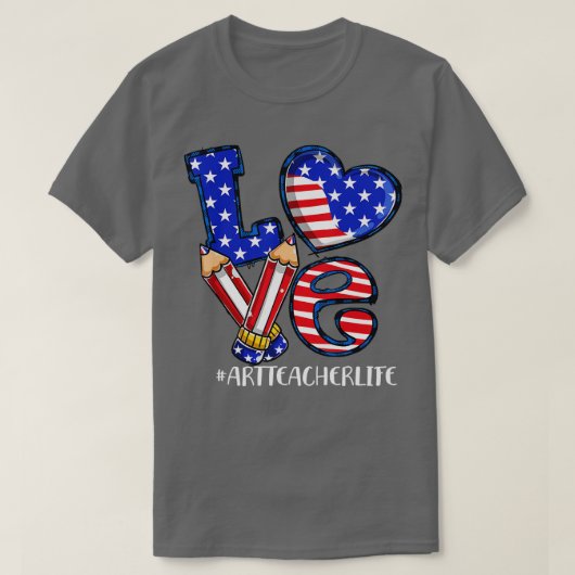 Love Art Teacher Life American Flag 4 juli Pa T-shirt (Design voorkant)