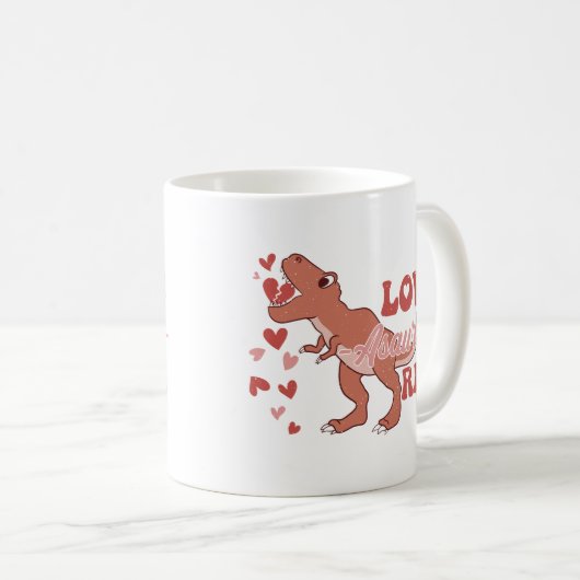Love-Asaurus Rex Grappig Koffiemok (Voorkant rechts)