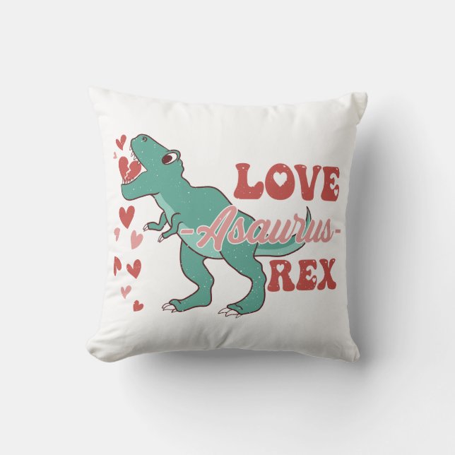 Love-Asaurus Rex Grappig Kussen (Voorkant)